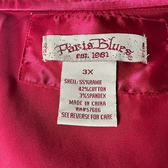 Paris Blues 3X Sleek Satin Jacket Holiday Christmas Event Party Maximalist Red - Picture 9 of 9